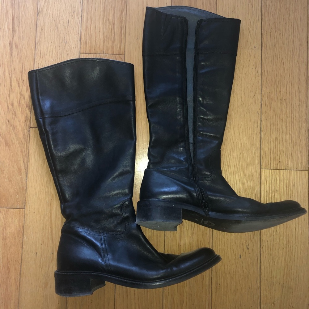 Black leather boots